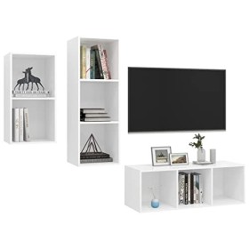 Générique Ensemble de Meuble TV 3 pcs Blanc Aggloméré,50 KG,3079628, Meubles, Meubles TV