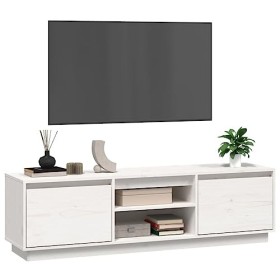 Générique Meuble TV Blanc 140x35x40 cm Bois de pin Massif,15.75 KG,814315, Meubles, Meubles TV