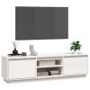 Générique Meuble TV Blanc 140x35x40 cm Bois de pin Massif,15.75 KG,814315, Meubles, Meubles TV