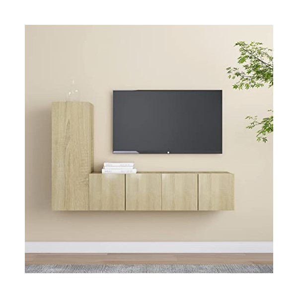 Générique Ensemble de Meuble TV 3 pcs Chêne Sonoma Aggloméré,33.5 KG,3078988, Meubles, Meubles TV