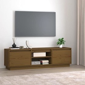 Générique Meuble TV Marron Miel 140x35x40 cm Bois de pin Massif,15.75 KG,814317, Meubles, Meubles TV