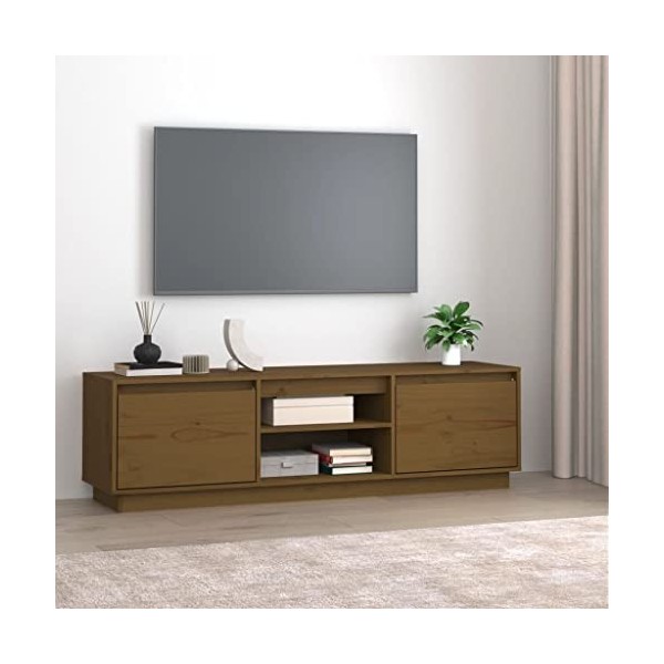 Générique Meuble TV Marron Miel 140x35x40 cm Bois de pin Massif,15.75 KG,814317, Meubles, Meubles TV
