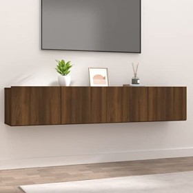 Camerina Meubles TV 2 pcs Chêne Marron 80x30x30 cm Bois dingénierie,Meuble TV,Meuble TV Moderne,Meuble de Salon