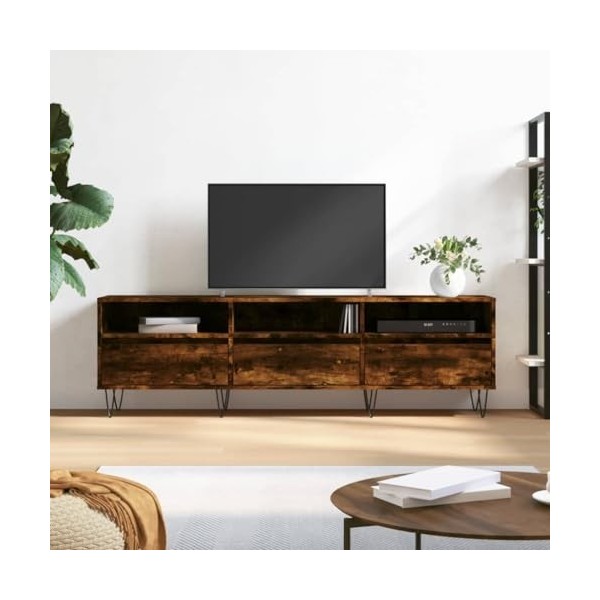 BaraSh Meuble TV chêne fumé 150x30x44,5 cm Bois dingénierie,Meuble TV,Ensemble Meuble TV,Table TV