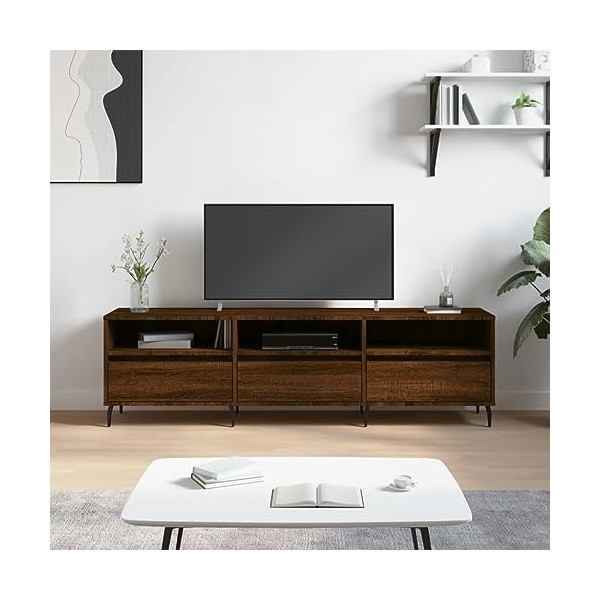 heybb Meuble TV chêne Marron 150x30x44,5 cm Bois dingénierie,Meuble TV,Table Basse Salon Meuble TV,Table Basse LED Couleurs