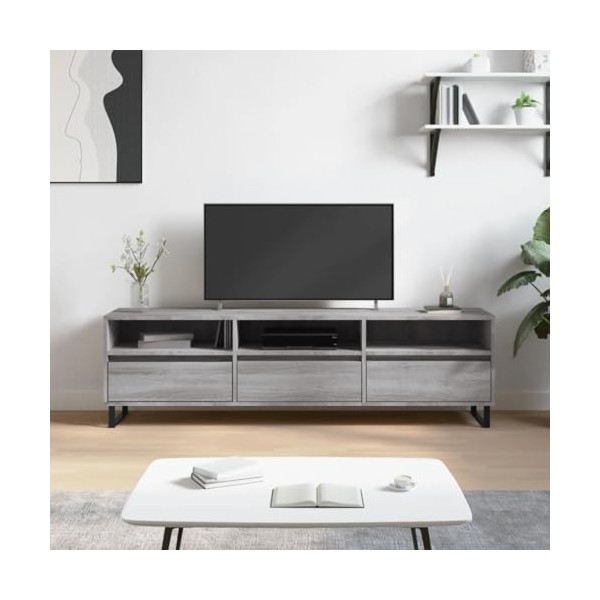 BaraSh Meuble TV Sonoma Gris 150x30x44,5 cm Bois dingénierie,Meuble TV,Table Basse Salon Meuble TV,Table Basse LED Couleurs