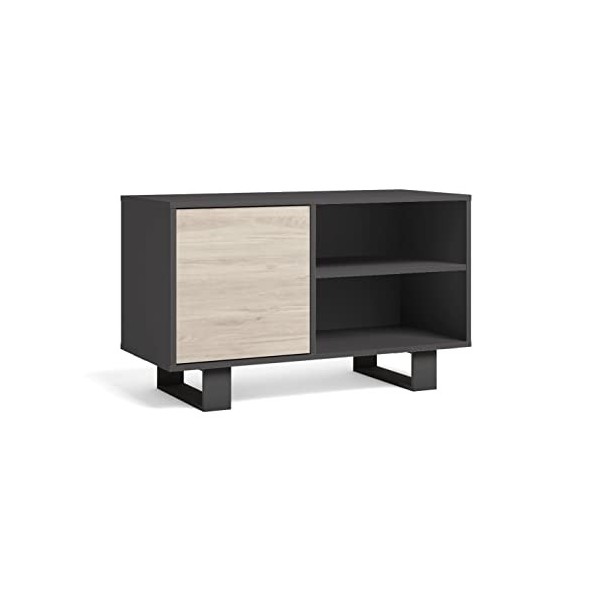 Skraut Home TV100WINDGRROTALL02 Meuble TV pour Salon et Salle à Manger, Gris-chêne, 95x40x57cm