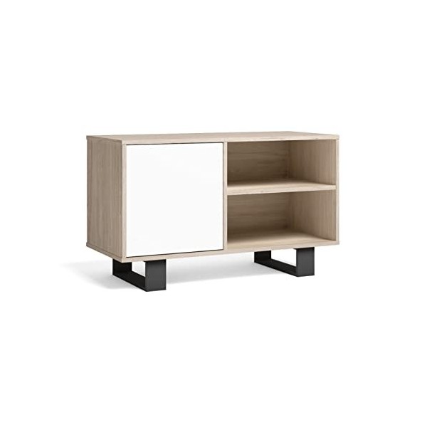 Skraut Home TV100WINDGRROTALL02 Meuble TV pour Salon et Salle à Manger, Gris-chêne, 95x40x57cm