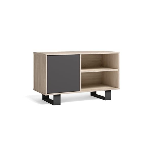 Skraut Home TV100WINDGRROTALL02 Meuble TV pour Salon et Salle à Manger, Gris-chêne, 95x40x57cm