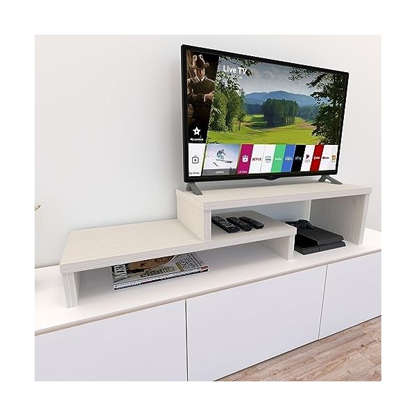 Henor Meuble TV Échelle Réglable Bois FSC® 110+90 x 35 x 30/15 cm Chêne Stel