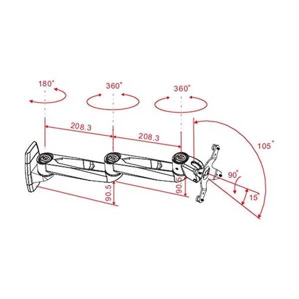 SpeaKa Professional SP-1624856 SuperSwivel Simple Support Mural pour écran 25,4 cm 10 - 76,2 cm 30 inclinable, mobi