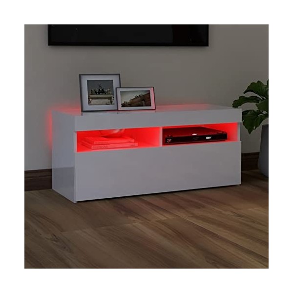 Norheim Meuble TV LED, Meuble TV,Meuble TV scandinaves,Meuble TV Moderne,Banc TV,Meuble TV avec lumières LED, Armoire Basse C