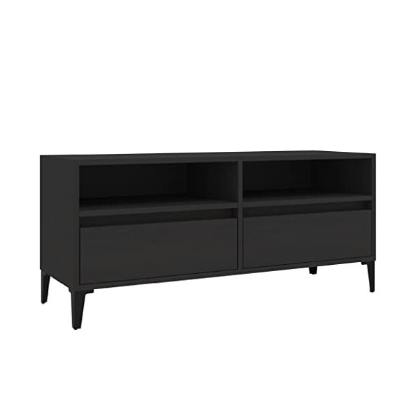 Higsose Meuble TV Noir 100x34,5x44,5 cm Bois dingénierie Classique Unité TV Dessus Robuste Unité Multimédia Placer Objets Dé