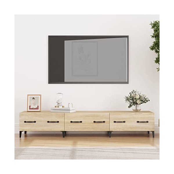 Annlera Meuble TV Chêne Sonoma 150x34,5x30 cm Bois dingénierie Classique Banc TV Décorer Pièce Minimaliste Armoire TV Foncti