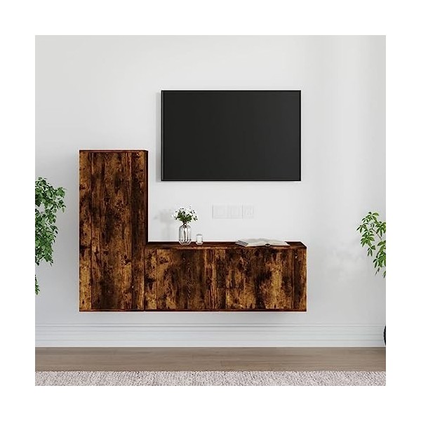 WREWING Meuble TV,Support pour Téléviseur Jusqu’à 50-80 Pouces,Table Télé avec Étagères Réglables,Bas Table TV Support de Tél