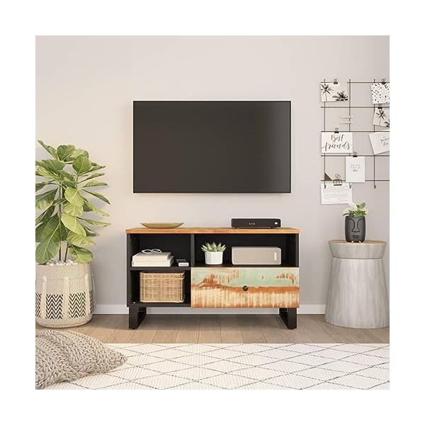 VEEKI Meuble TV, Meuble TV Suspendu, Meuble TV Industriel, Meuble TV Bois, Meuble Chambre, Convient pour Salon ou Chambre, 80