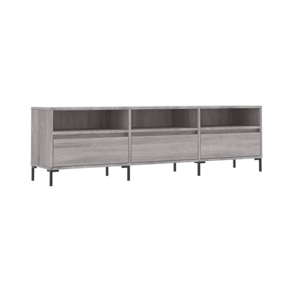 JUNZAI Meuble TV Sonoma Gris 150x30x44,5 cm Bois dingénierie,Table TV,Ensemble Meuble TV,Meuble TV