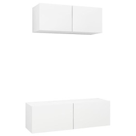 Générique Ensemble de Meuble TV 2 pcs Blanc Aggloméré,28.15 KG,3078702, Meubles, Meubles TV
