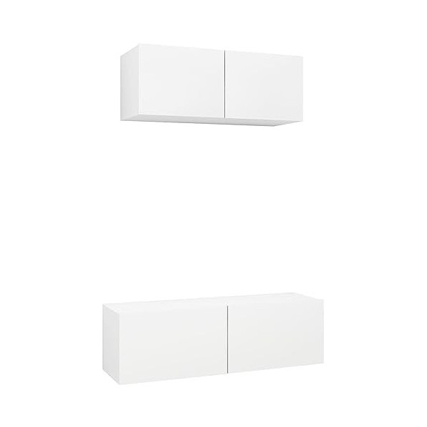 Générique Ensemble de Meuble TV 2 pcs Blanc Aggloméré,28.15 KG,3078702, Meubles, Meubles TV