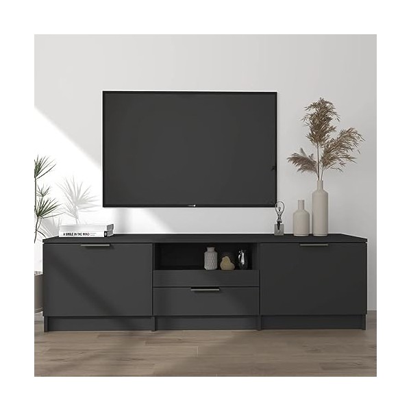 Camerina Meuble TV Noir 140x35x40 cm Bois dingénierie,Meuble TV,Meuble TV Moderne,Meuble de Salon