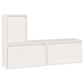 Générique Meubles TV 3 pcs Blanc Bois Massif de pin,16.55 KG,3100175, Meubles, Meubles TV