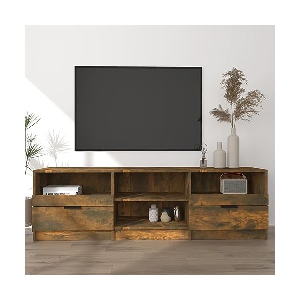Camerina Meuble TV Chêne fumé 150x33,5x45 cm Bois dingénierie,Meuble TV,Meuble TV Moderne,Meuble de Salon
