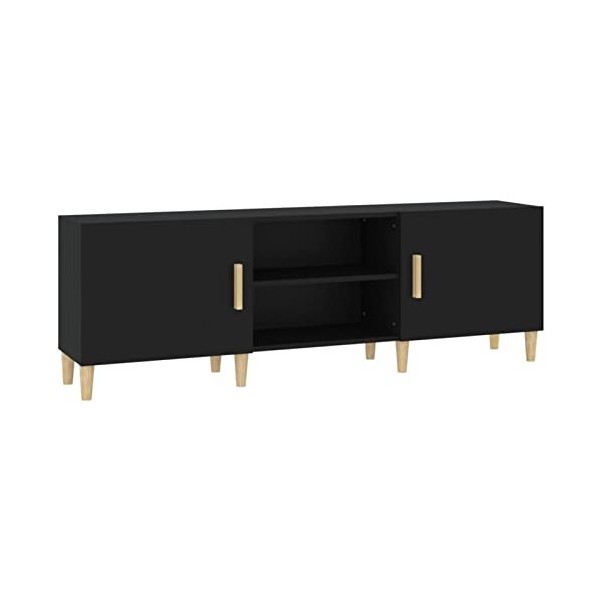 ZEYUAN Meuble TV Noir 150x30x50 cm Bois dingénierie,Meuble TV,Table Basse Salon Meuble TV,Table Basse LED Couleurs