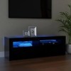 Camerina Meuble TV avec lumières LED Noir 120x35x40 cm,Meuble TV,Meuble TV Moderne,Meuble de Salon