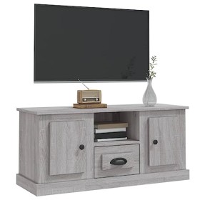 Hovothy Meuble TV Sonoma Gris 100x35,5x45 cm Bois dingénierie Armoire Télévision Décoration Salon Intérieure Dessus Robuste 