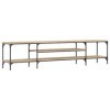 heybb Meuble TV chêne Sonoma 201x35x45 cm Bois dingénierie et Fer,Meuble TV Étagère,Meuble dangle TV,Meuble Haut Salon