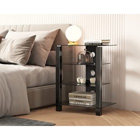 FITUEYES Meuble HiFi en Verre Trempé avec 4 Étagères Gestion des câble