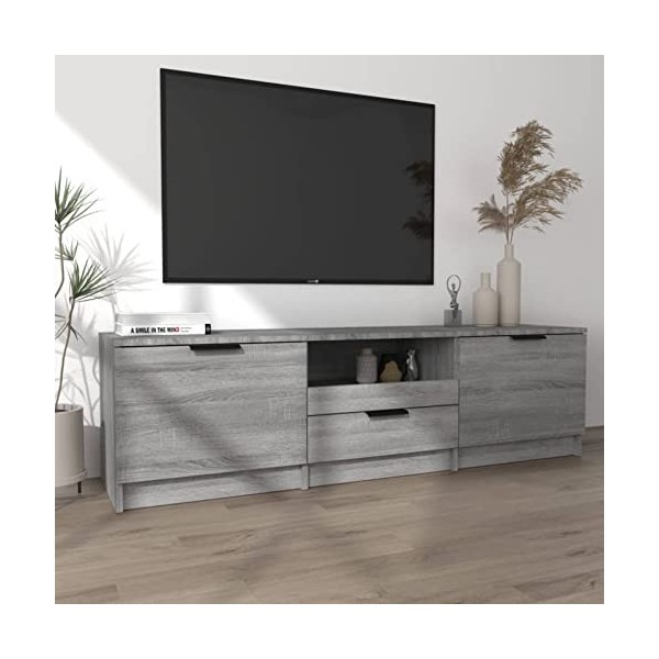 Tidyard Meuble TV Armoire Stéréo Meuble de Télévision Banc TV de Salon, Meuble Television Bois Chêne Sonoma 140x35x40 cm Bois