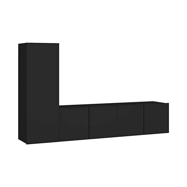 vidaXL Ensemble de Meuble TV 3 pcs Mural Suspendu Ensemble dArmoires Stéréo Salle de Séjour Intérieur Salon Maison Noir Aggl