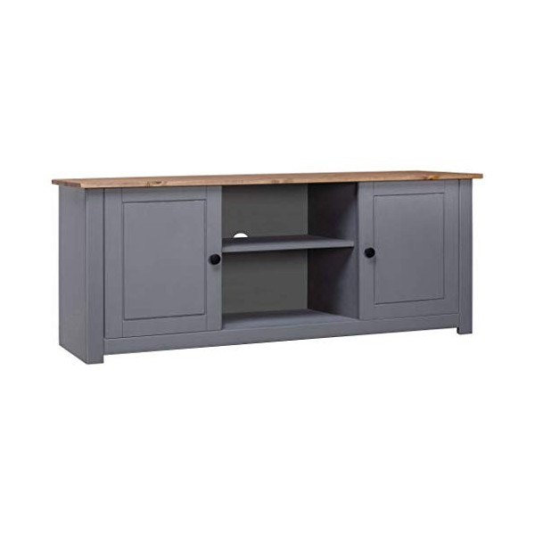 Générique Meuble TV Gris 120x40x50 cm Bois de pin Massif Gamme Panama,17 KG,282671, Meubles, Meubles TV