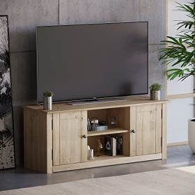 Home Discount Meuble TV à écran Plat - Étagère à Deux Portes - Panama, Bois Dense, Marron, Dimensions L*W*H : 120 x 40 x 50 