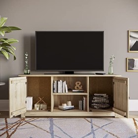 Home Discount Meuble TV à écran Plat - Étagère à Deux Portes - Panama, Bois Dense, Marron, Dimensions L*W*H : 120 x 40 x 50 