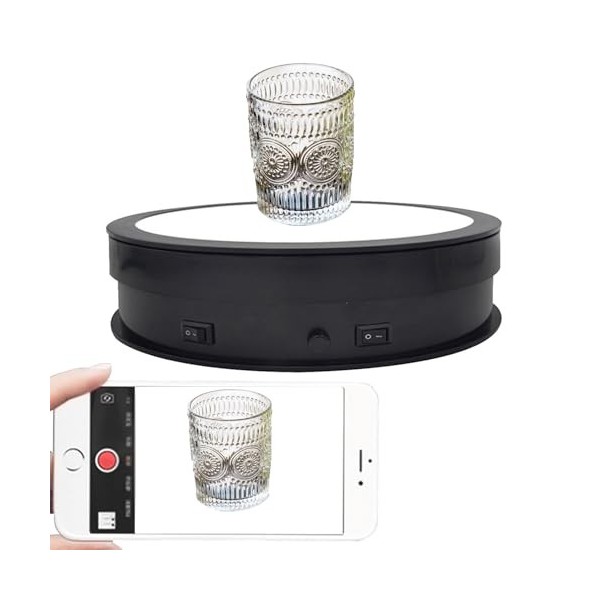 Hydravex PréSentoir Rotatif Motorisé éLectrique pour La Photographie, Support Rotatif Motorisé à Intensité Variable Et Rechar