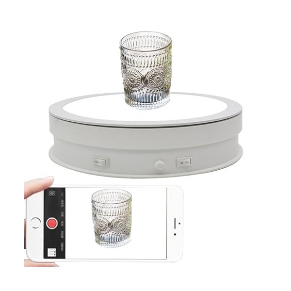 Hydravex PréSentoir Rotatif Motorisé éLectrique pour La Photographie, Support Rotatif Motorisé à Intensité Variable Et Rechar