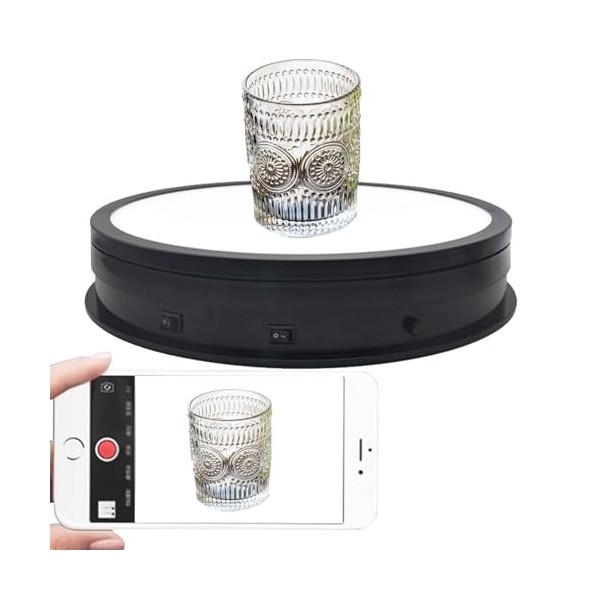Hydravex PréSentoir Rotatif Motorisé éLectrique pour La Photographie, Support Rotatif Motorisé à Intensité Variable Et Rechar