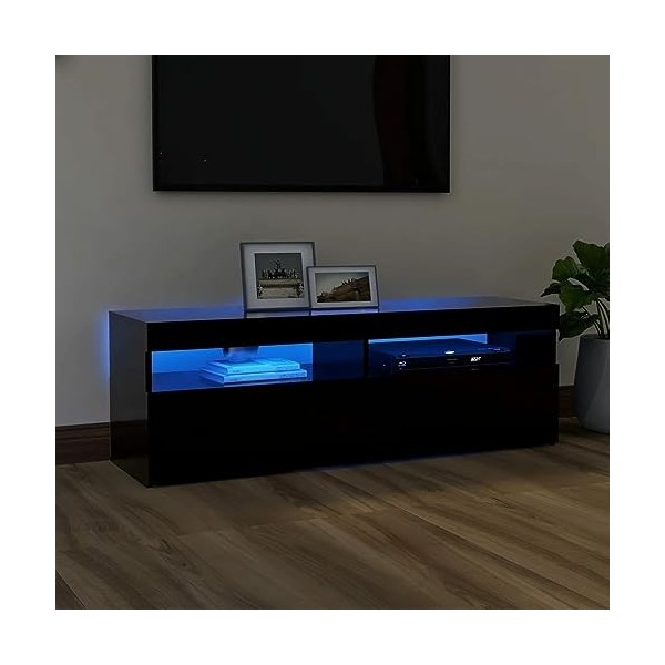 ZEYUAN Meuble TV avec lumières LED Noir 120x35x40 cm,Meuble dangle TV,Meuble TV Étagère,Meuble Haut Salon