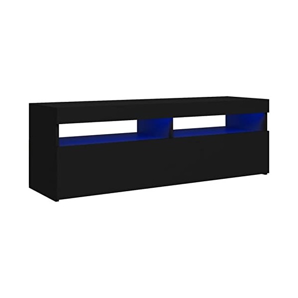 ZEYUAN Meuble TV avec lumières LED Noir 120x35x40 cm,Meuble dangle TV,Meuble TV Étagère,Meuble Haut Salon