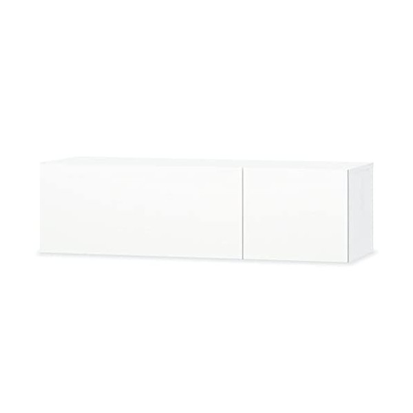 Meuble TV Aggloméré 120x40x34 cm Blanc Brillant - Meuble télé, Meuble TV Industriel, Meuble Chambre, Convient pour Salon ou C