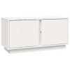 FIRBNUS Meuble TV Blanc 80x35x40,5 cm Bois de Pin Massif Armoire TV Salon Classique Armoire Média Grand Espace de Rangement p