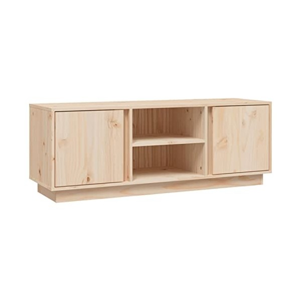 Lechnical Meuble TV moderne, meuble TV pour salon, meuble TV 110 x 35 x 40,5 cm en bois massif de pin x
