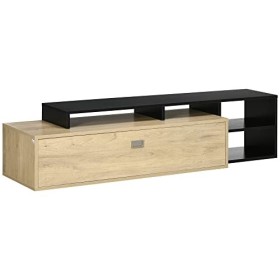 HOMCOM Meuble TV Banc TV Support TV pour télévision jusquà 65 Pouces avec étagère Amovible Style Contemporain Porte basculan