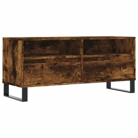 FAMIROSA Meuble TV chêne fumé 100x34,5x44,5 cm Bois dingénierie 22.8KG 