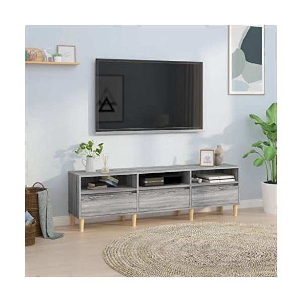FAMIROSA Meuble TV Sonoma Gris 150x30x44,5 cm Bois dingénierie 24.8KG -1915