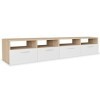 Générique Meuble TV 2 pcs Aggloméré 95 x 35 x 36 cm Chêne et Blanc,36 KG,275112, Meubles, Meubles TV
