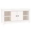 Camerina Meuble TV Blanc 103x36,5x52 cm Bois de pin Massif,Meuble TV,Meuble TV Moderne,Meuble de Salon