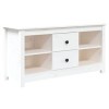 FAMIROSA Meuble TV Blanc 103x36,5x52 cm Bois de pin Massif 15.5KG 